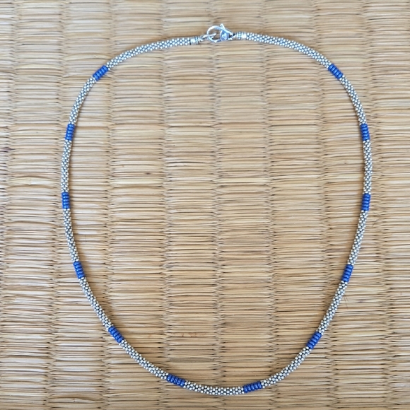LAGOS Sterling Silver and Blue Ceramic Beaded Necklace - Picture 1 of 3